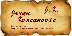 Jovan Kvačanović vizit kartica